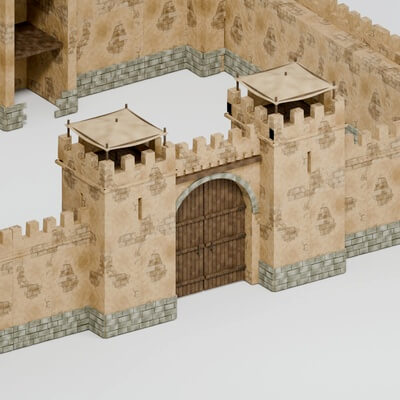 Historical Fortified Wall Modular Set &ndash Game Ready 3D 3D Model