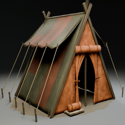 Historical Ridge Tent 04 Game Ready 3D Asset 3D Model