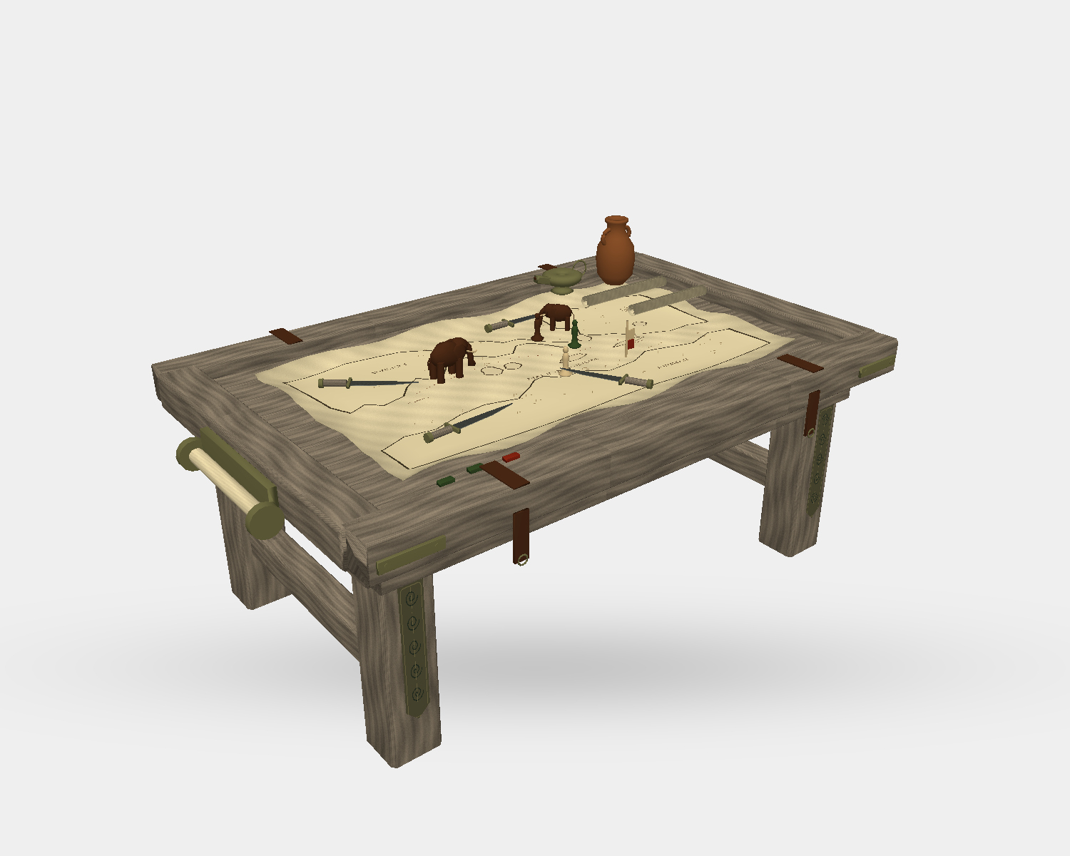 Historical War Table 01 - Game Ready Low Poly 3D Model