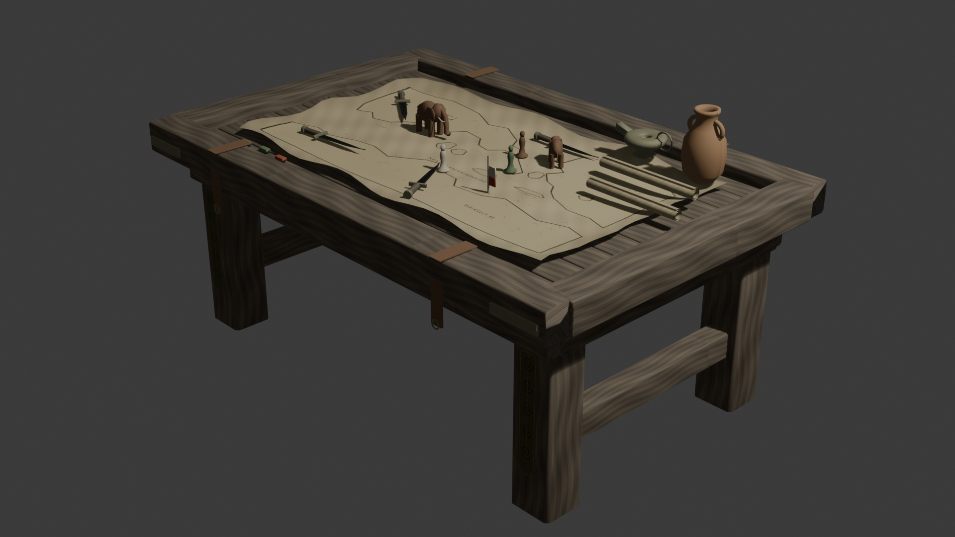 Historical War Table 01 - Game Ready Low Poly 3D Model