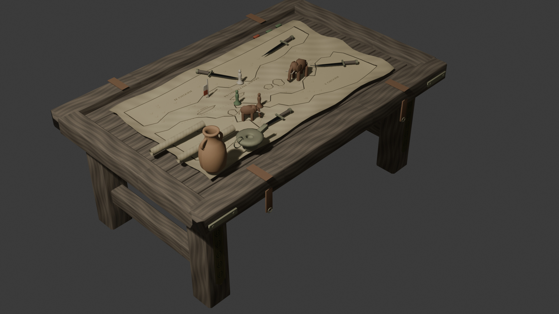 Historical War Table 01 - Game Ready Low Poly 3D Model