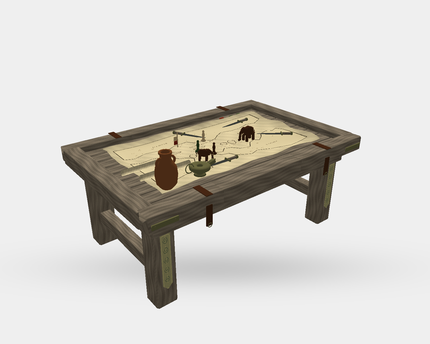 Historical War Table 01 - Game Ready Low Poly 3D Model