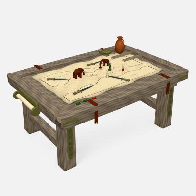 Historical War Table 01 - Game Ready Low Poly 3D Model