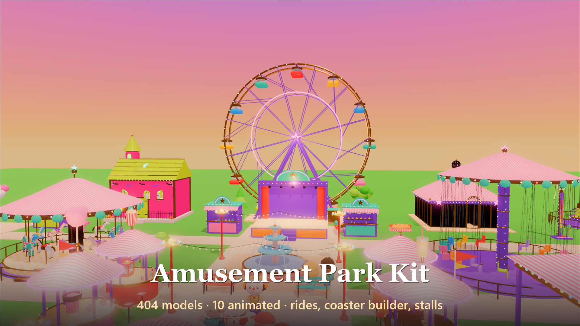 Amusement Park Kit - 414 Low-Poly Models 3D Model