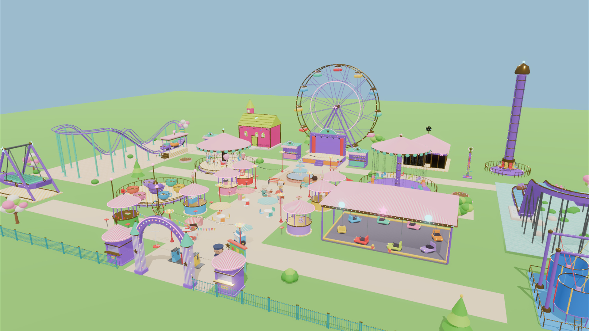 Amusement Park Kit - 414 Low-Poly Models 3D Model