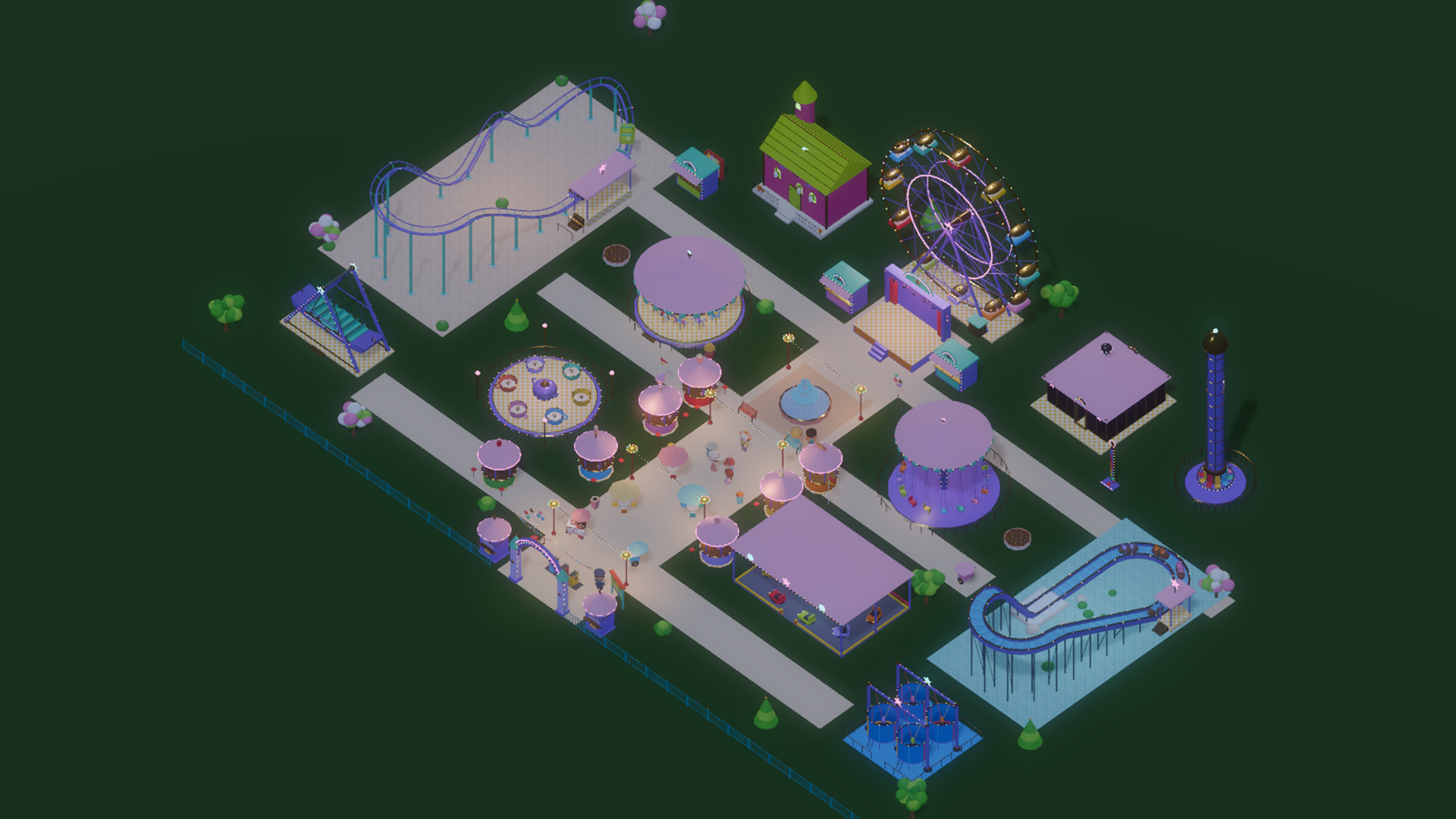 Amusement Park Kit - 414 Low-Poly Models 3D Model