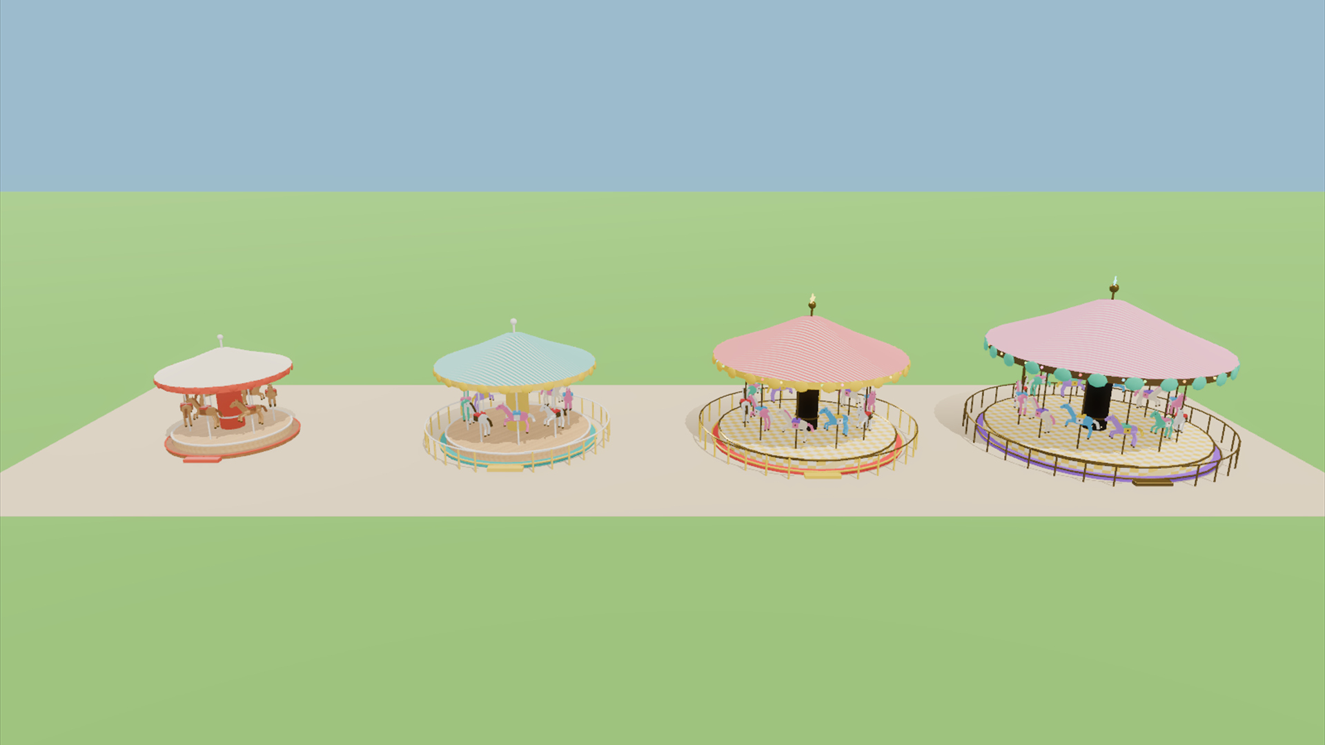 Amusement Park Kit - 414 Low-Poly Models 3D Model