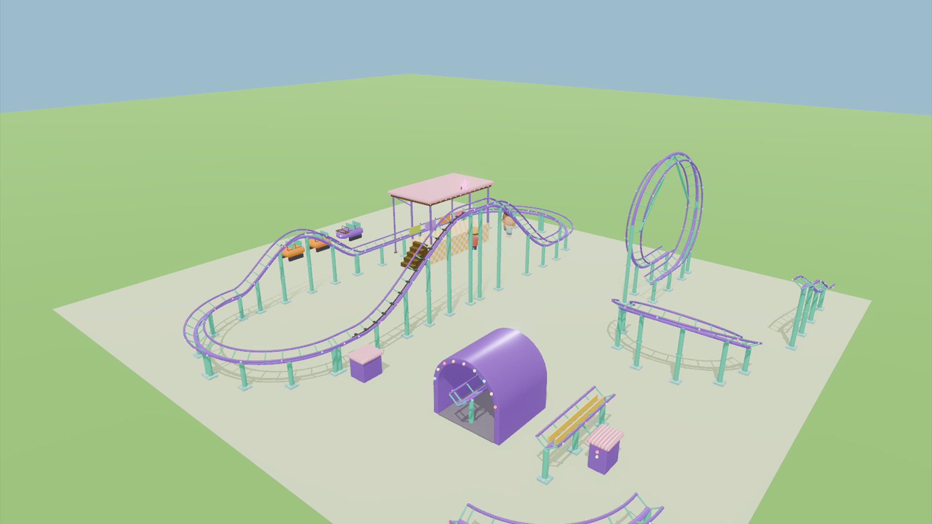 Amusement Park Kit - 414 Low-Poly Models 3D Model