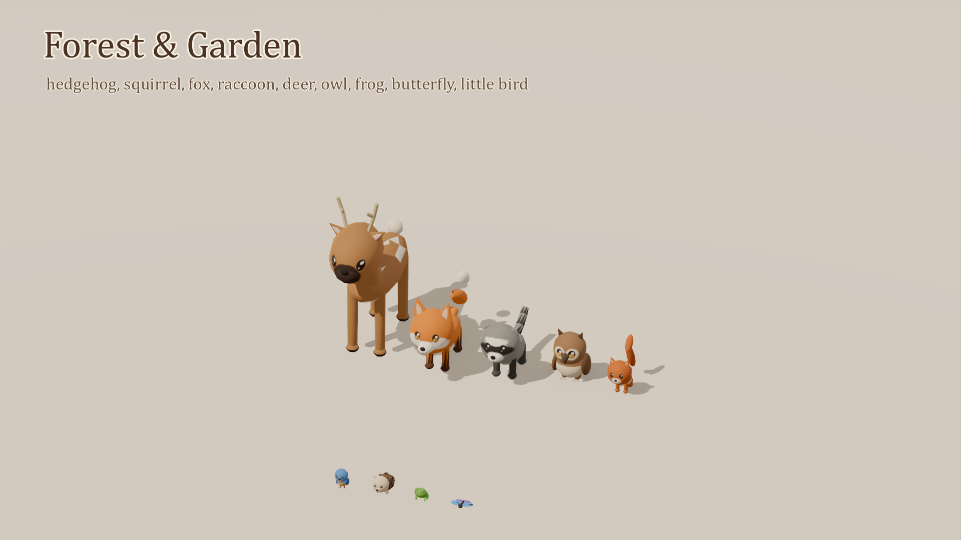 Animated Chibi Animals - 49 Animals Vet Clinic States 3D Model