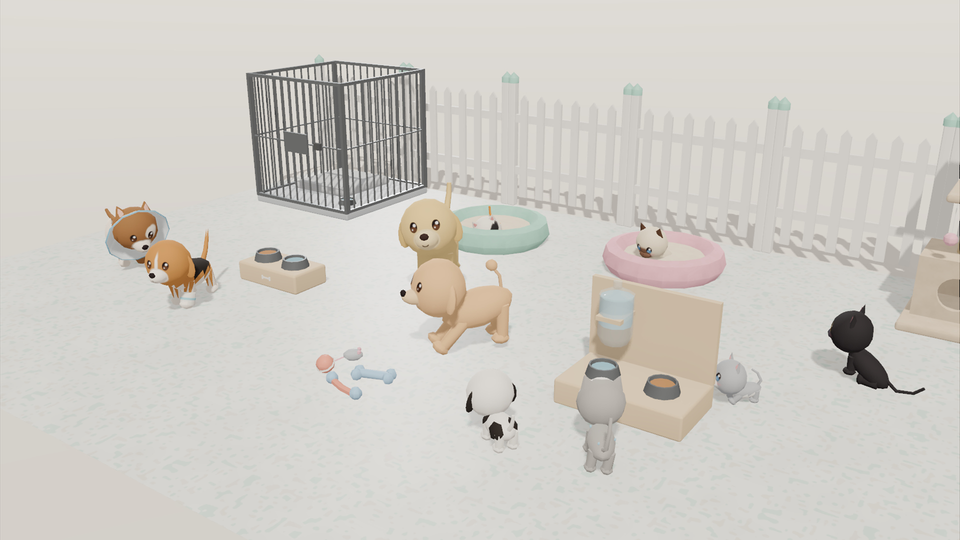 Animated Chibi Animals - 49 Animals Vet Clinic States 3D Model