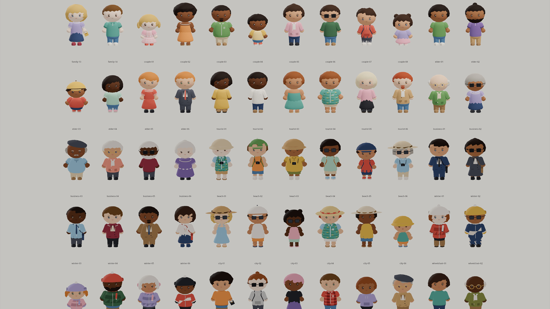 Animated Chibi People - 102 Characters 51 Animations 3D Model