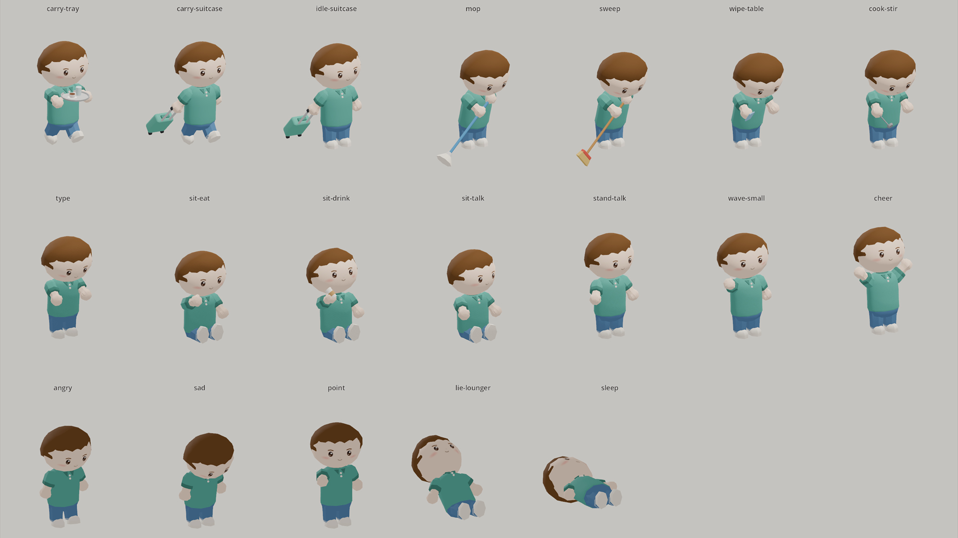 Animated Chibi People - 102 Characters 51 Animations 3D Model