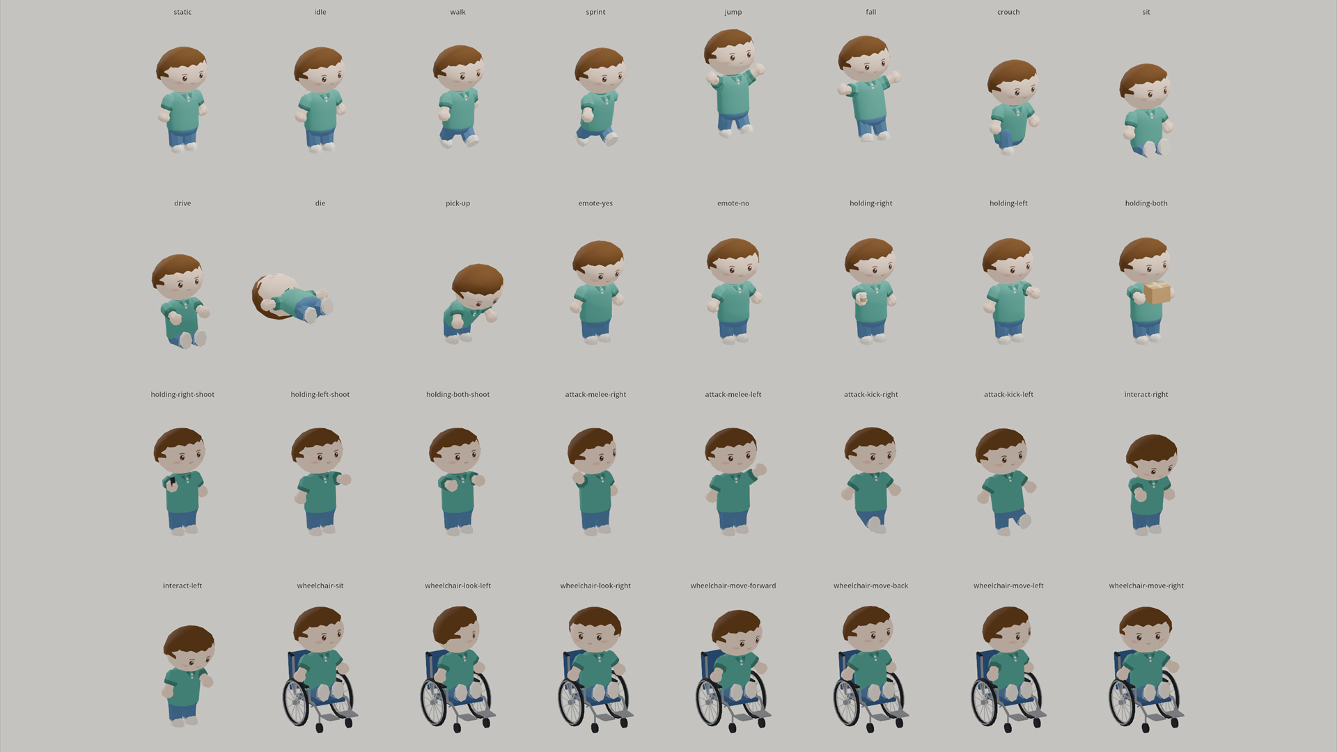 Animated Chibi People - 102 Characters 51 Animations 3D Model