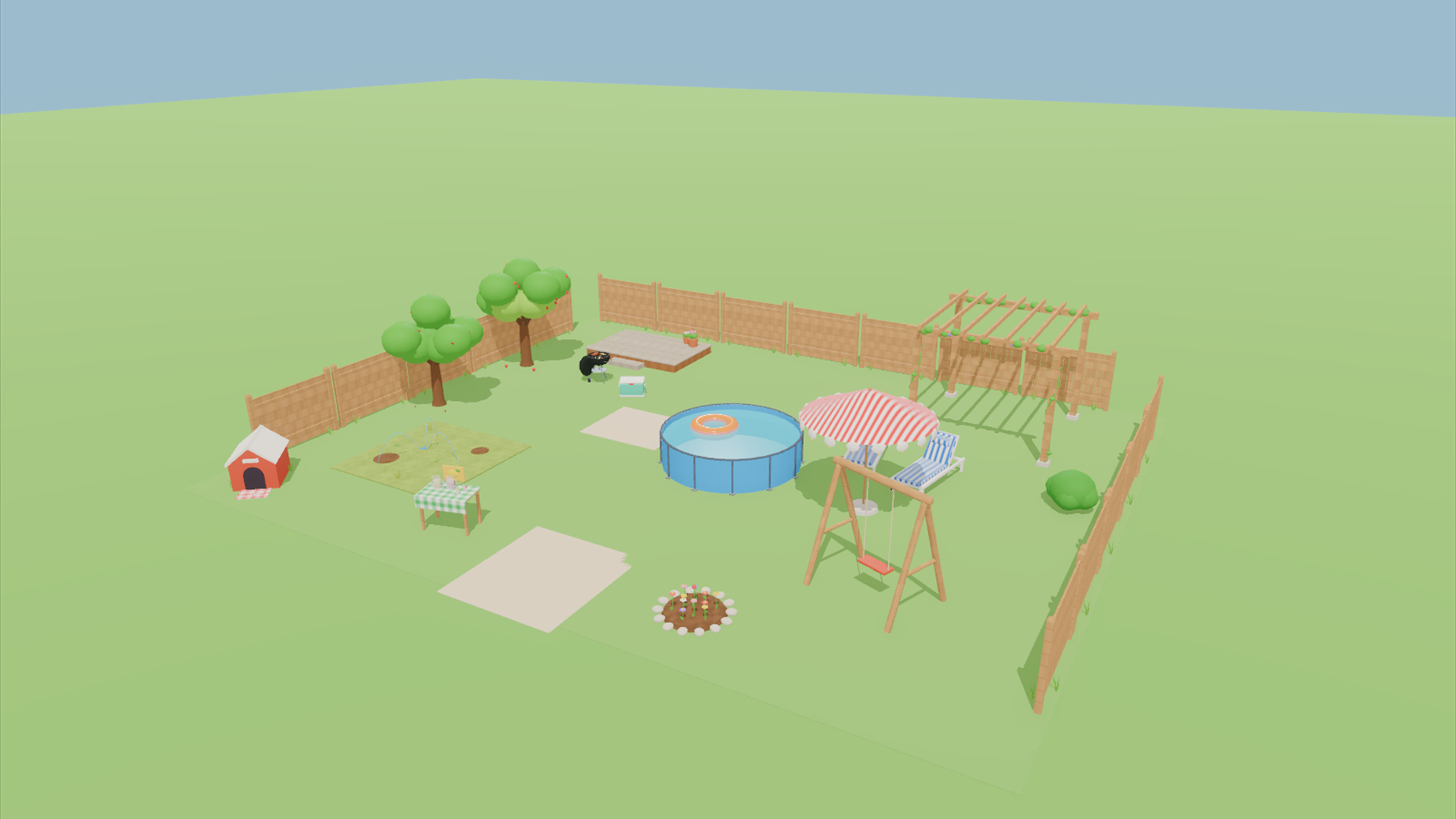 Backyard Summer Kit - 428 Low-Poly Models 3D Model