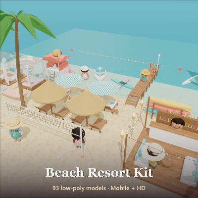 Beach Resort Kit - 93 Low-Poly Models