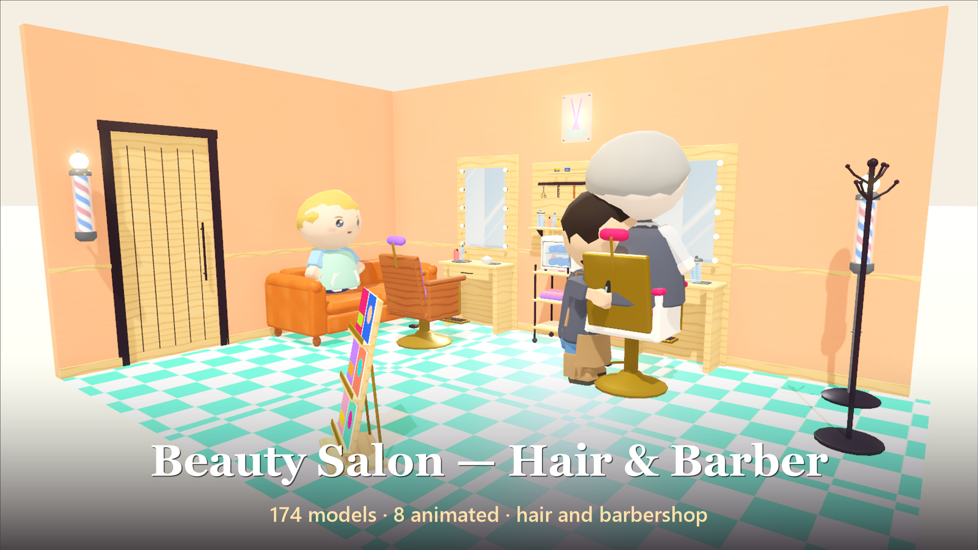 Beauty Salon - Hair & Barber - 182 Low-Poly Models 3D Model