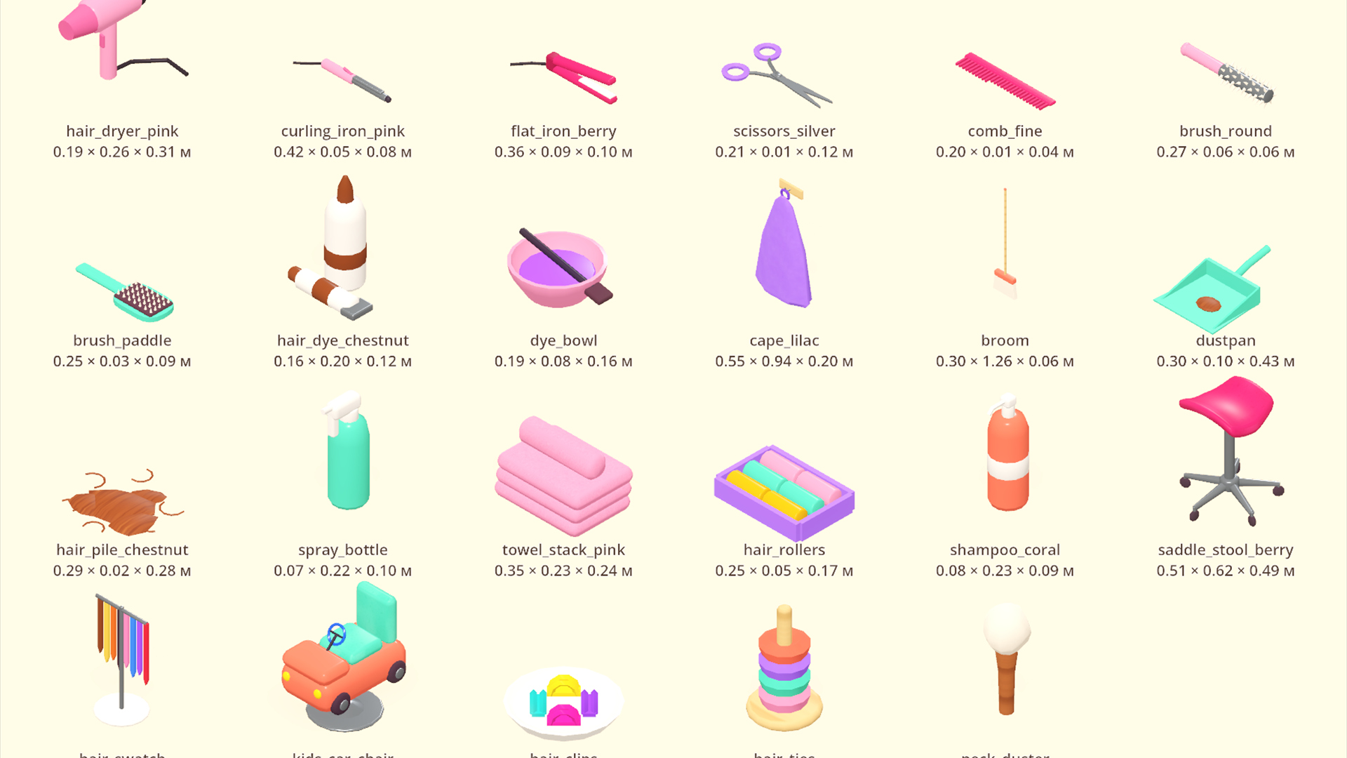 Beauty Salon - Hair & Barber - 182 Low-Poly Models 3D Model