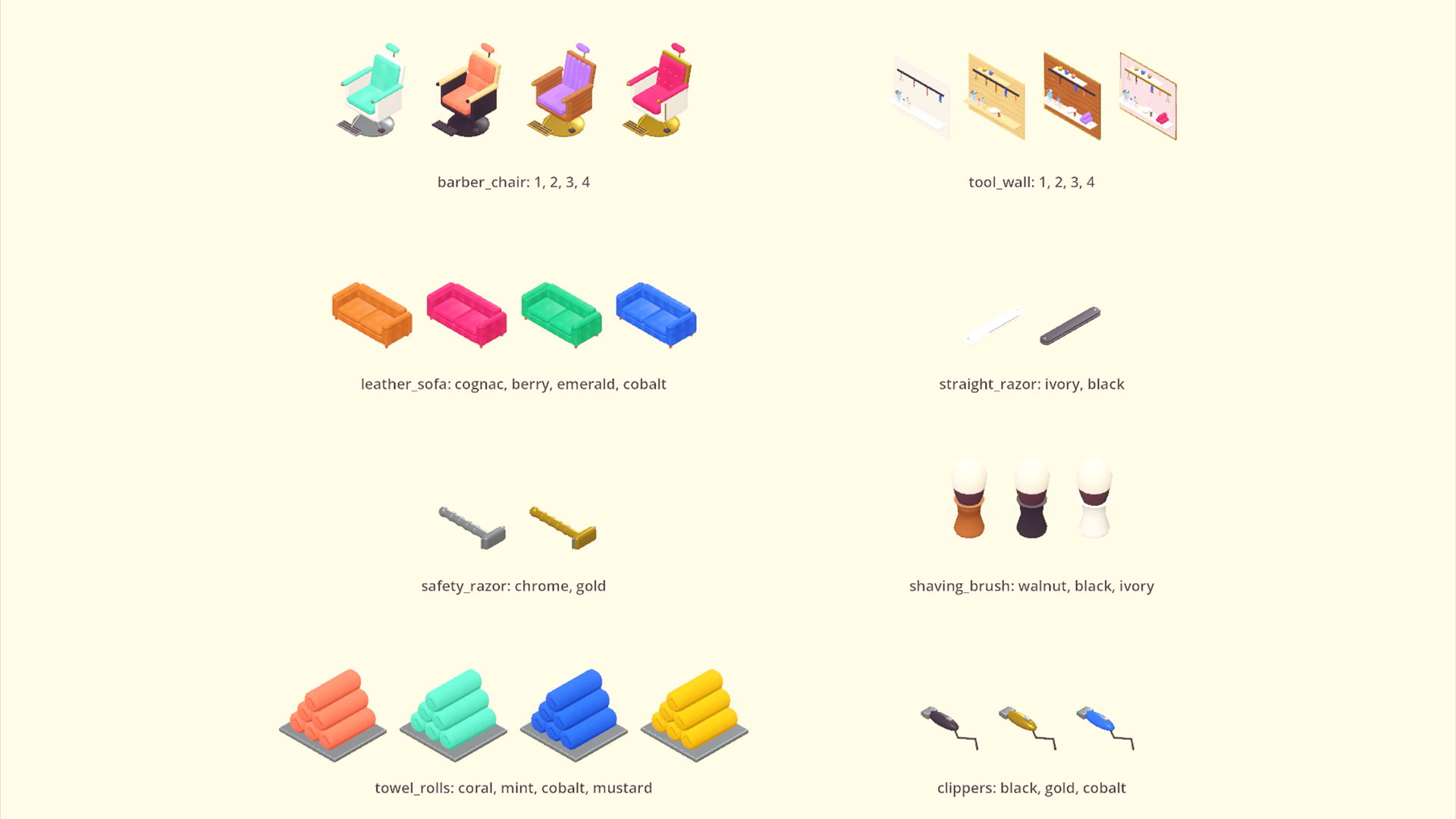 Beauty Salon - Hair & Barber - 182 Low-Poly Models 3D Model