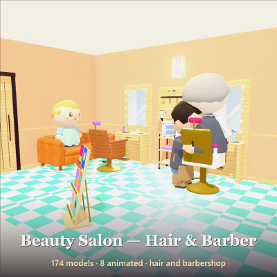 Beauty Salon - Hair & Barber - 182 Low-Poly Models