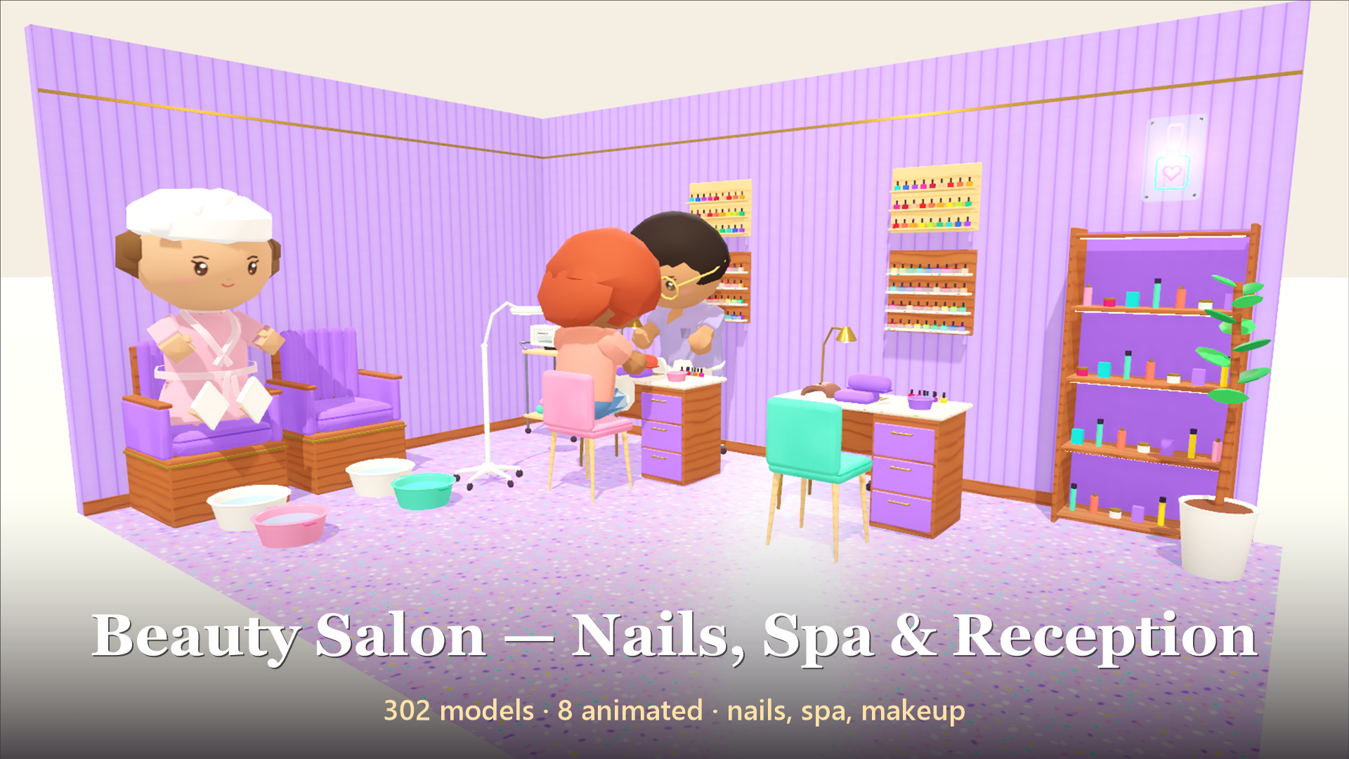 Beauty Salon - Nails Spa &amp Reception - 310 Low-Poly Models 3D Model
