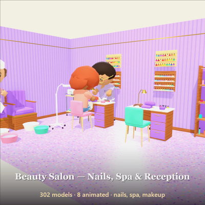 Beauty Salon - Nails, Spa & Reception - 310 Low-Poly Models