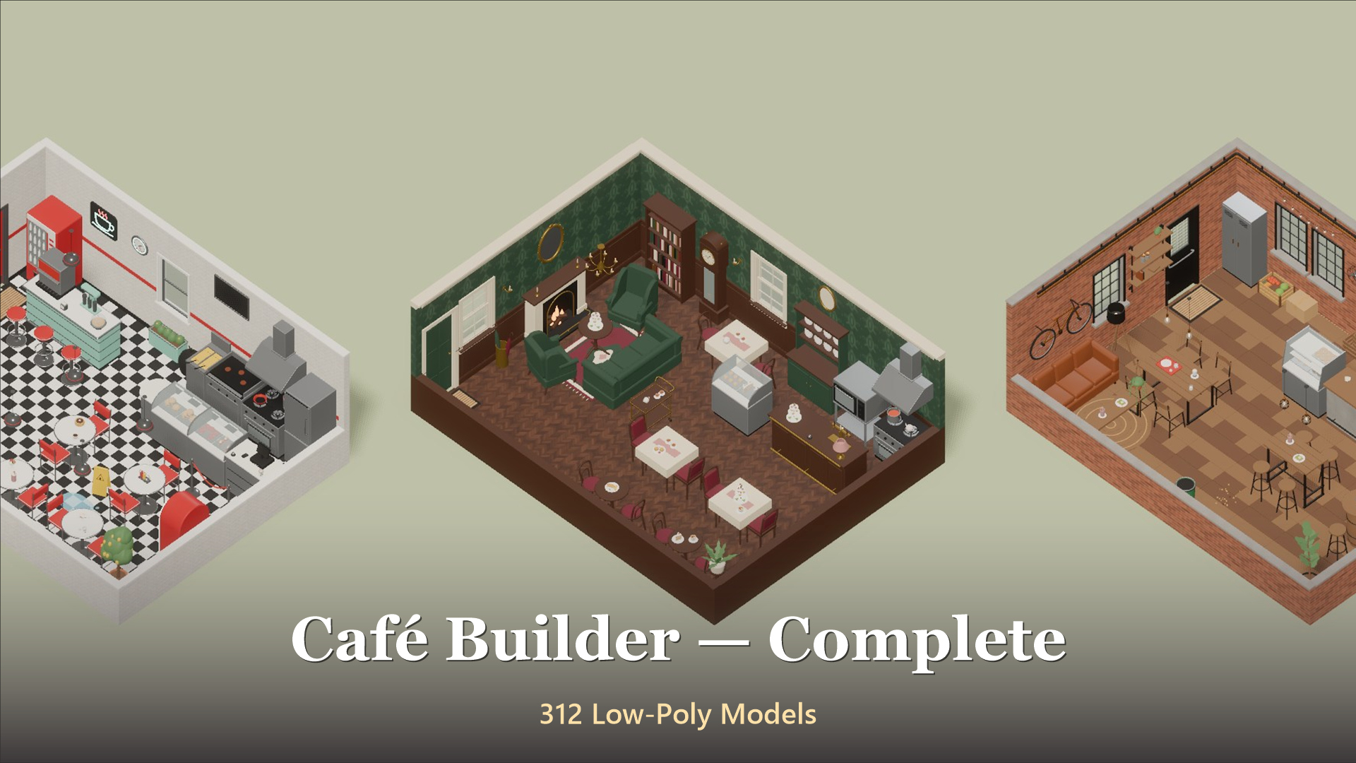 Cafe Builder - Complete - 312 Low-Poly Models 3D Model