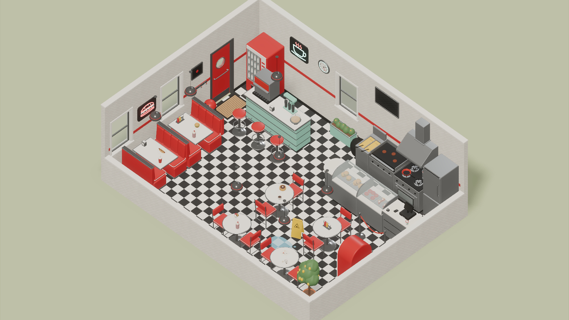 Cafe Builder - Complete - 312 Low-Poly Models 3D Model