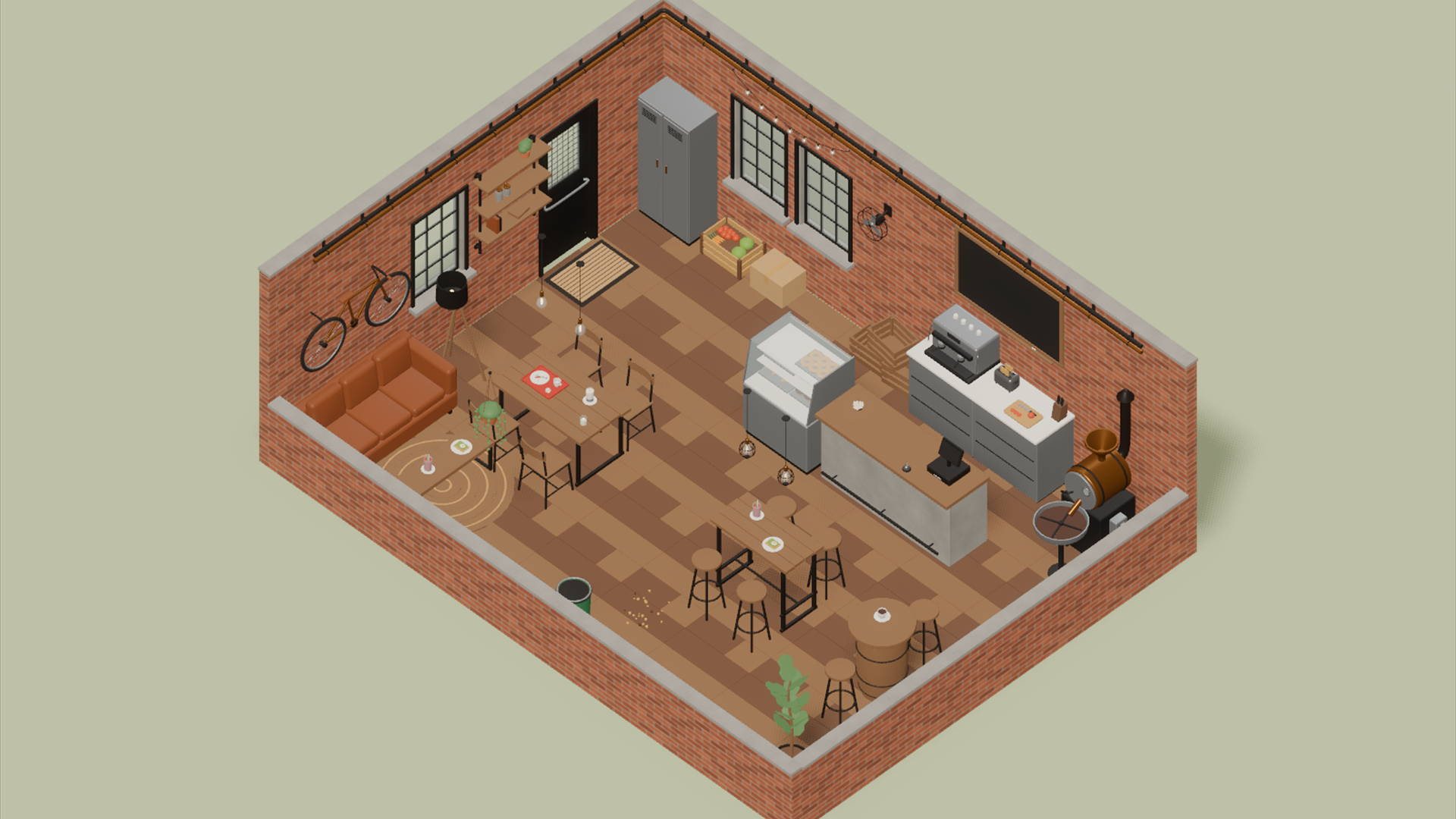 Cafe Builder - Complete - 312 Low-Poly Models 3D Model