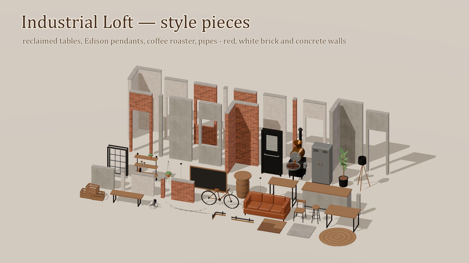 Cafe Builder - Complete - 312 Low-Poly Models 3D Model