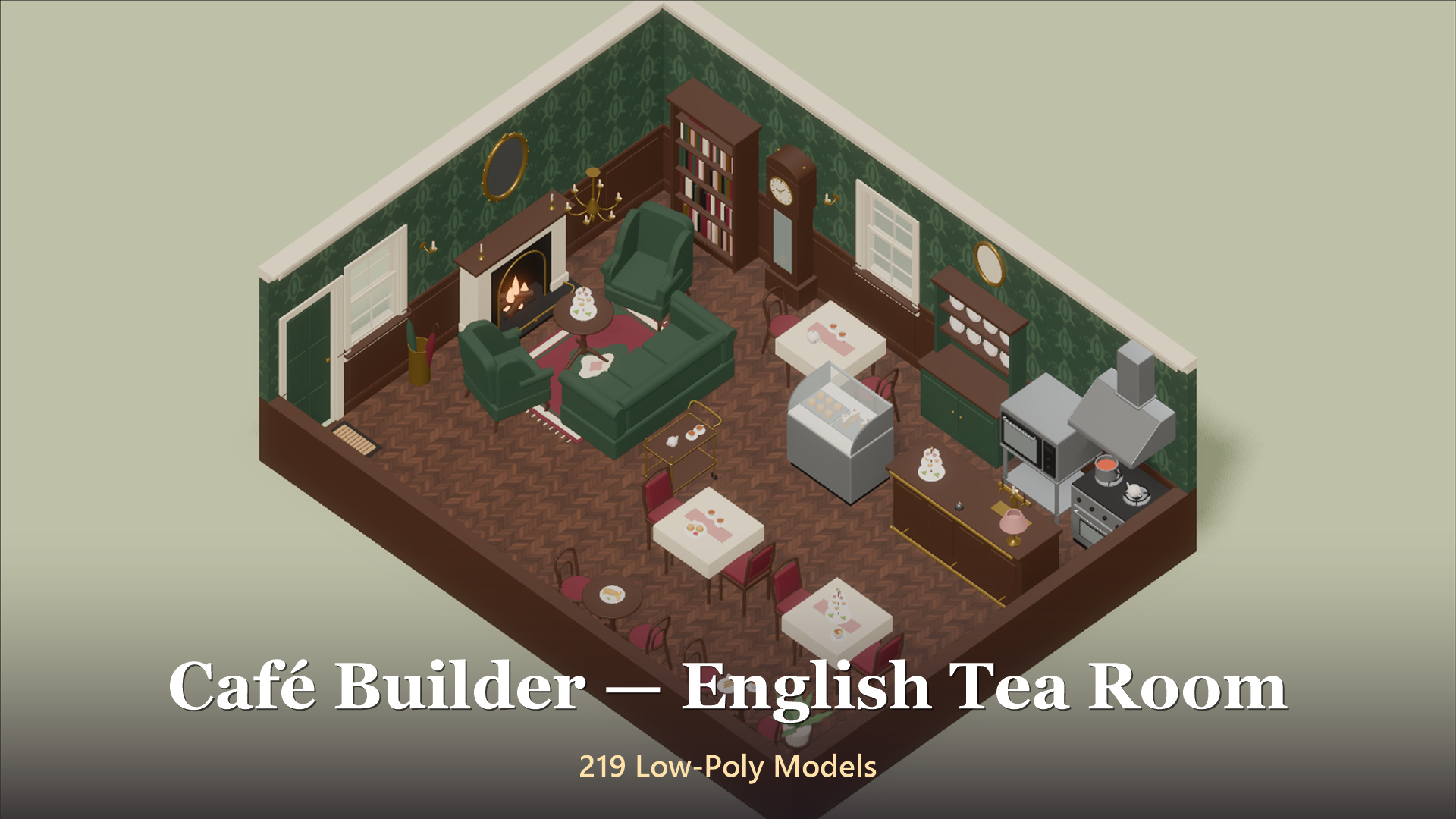 Cafe Builder - English Tea Room - 219 Low-Poly Models 3D Model
