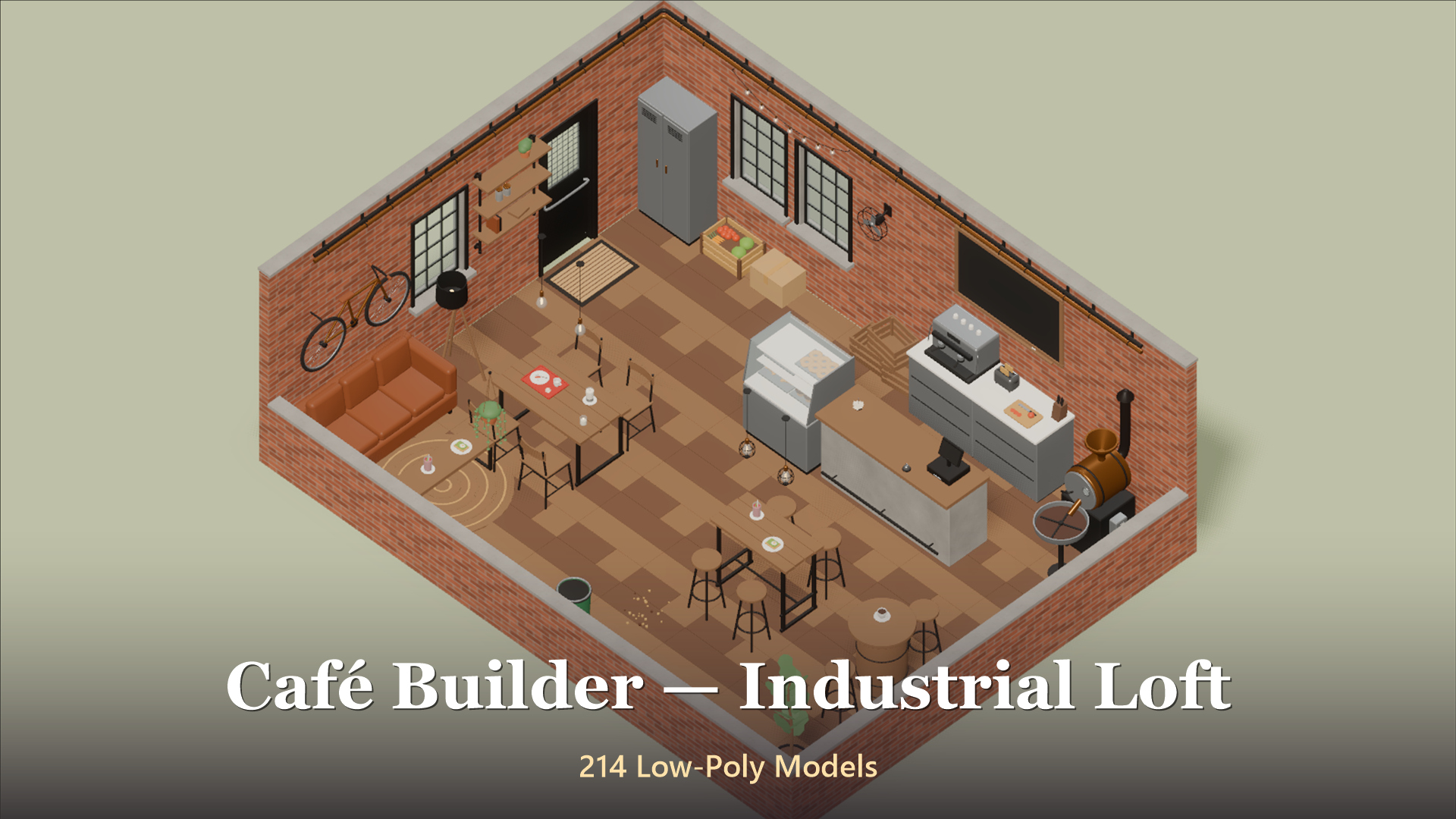 Cafe Builder - Industrial Loft - 214 Low-Poly Models 3D Model