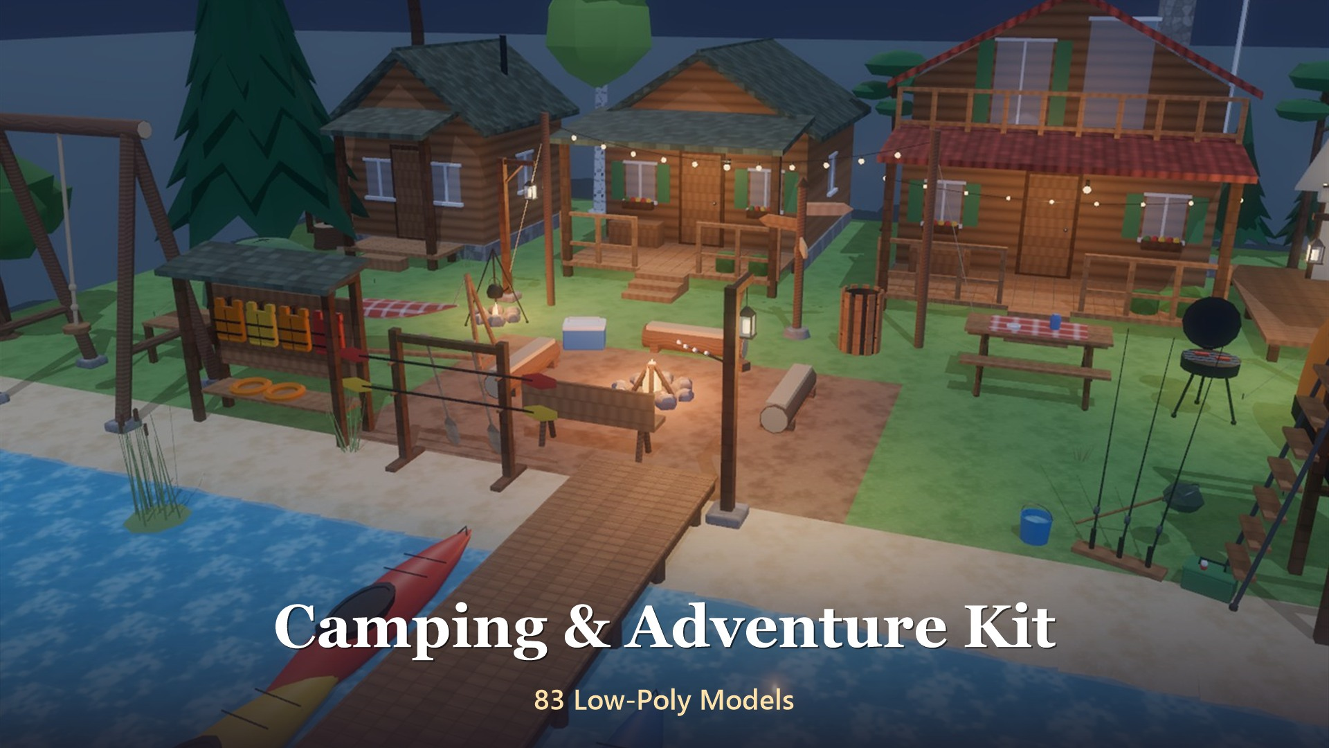 Camping & Adventure Kit - 83 Low-Poly Models 3D Model