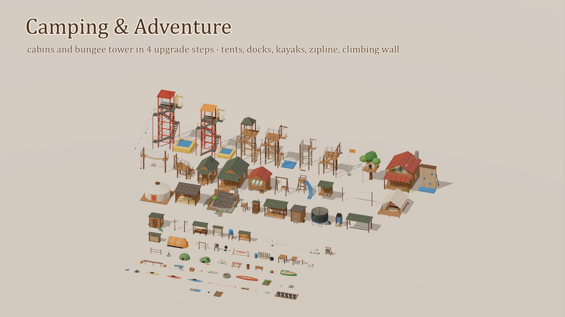 Camping & Adventure Kit - 83 Low-Poly Models 3D Model