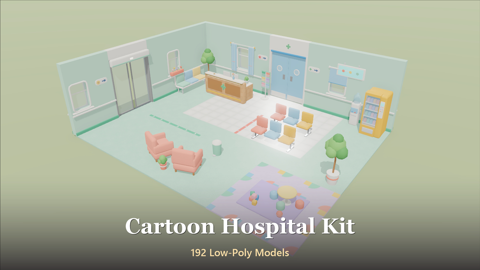 Cartoon Hospital Kit - 192 Low-Poly Models 3D Model