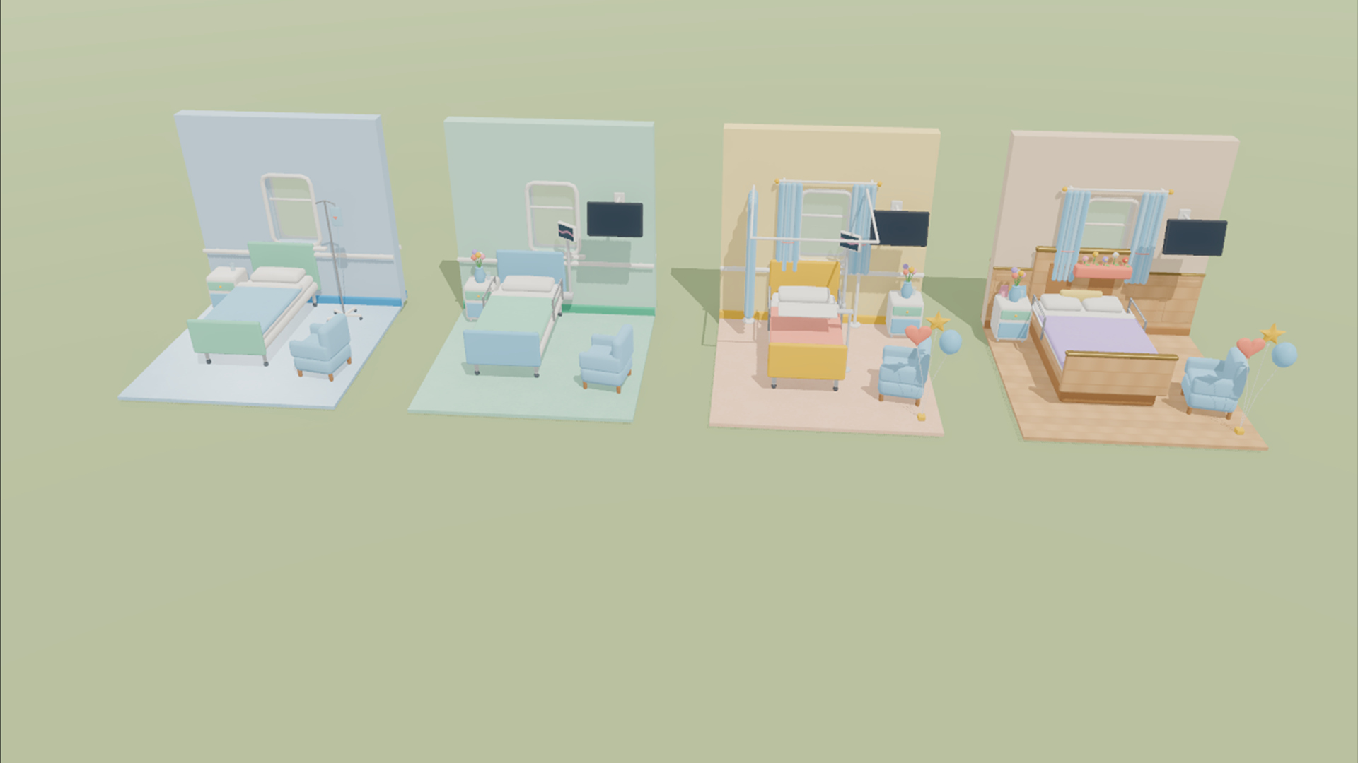 Cartoon Hospital Kit - 192 Low-Poly Models 3D Model