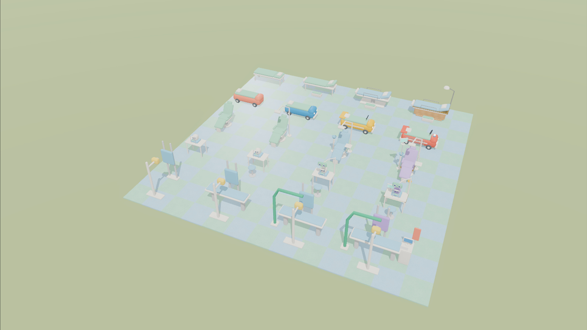 Cartoon Hospital Kit - 192 Low-Poly Models 3D Model