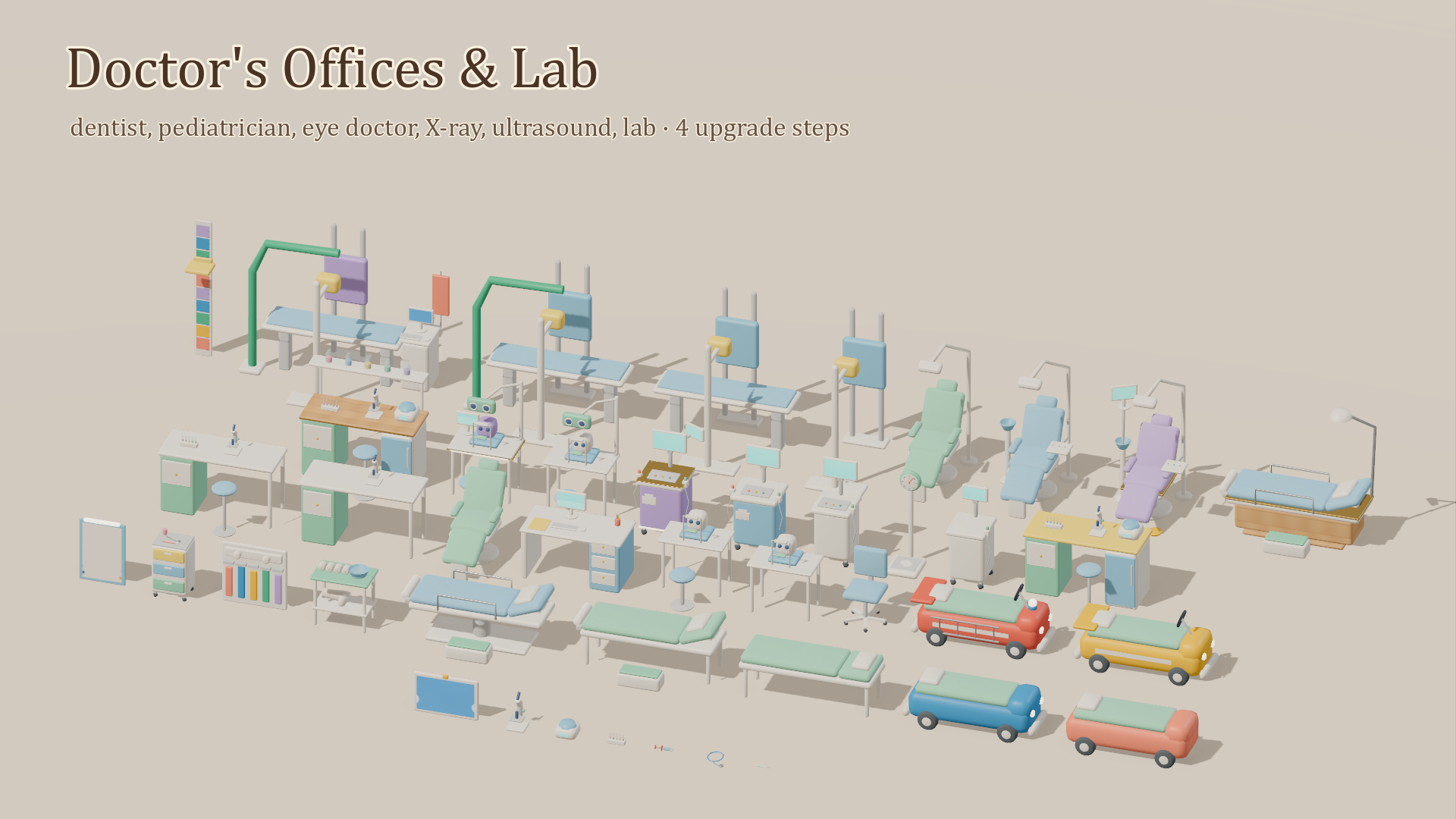 Cartoon Hospital Kit - 192 Low-Poly Models 3D Model