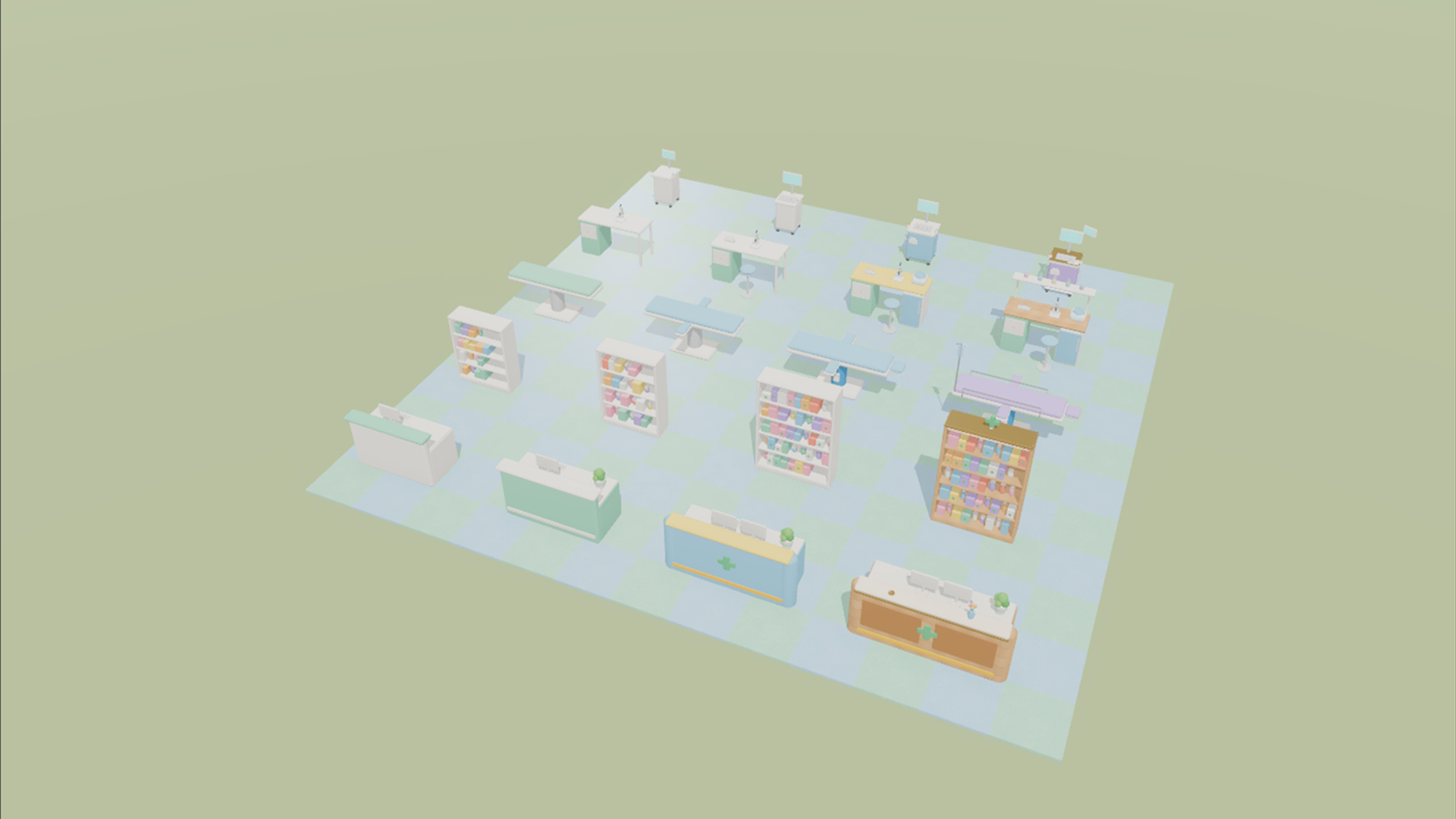 Cartoon Hospital Kit - 192 Low-Poly Models 3D Model