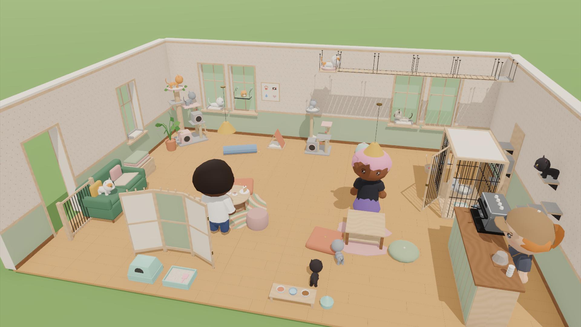 Cat Cafe & Bookshop Kit - 94 Low-Poly Models 3D Model