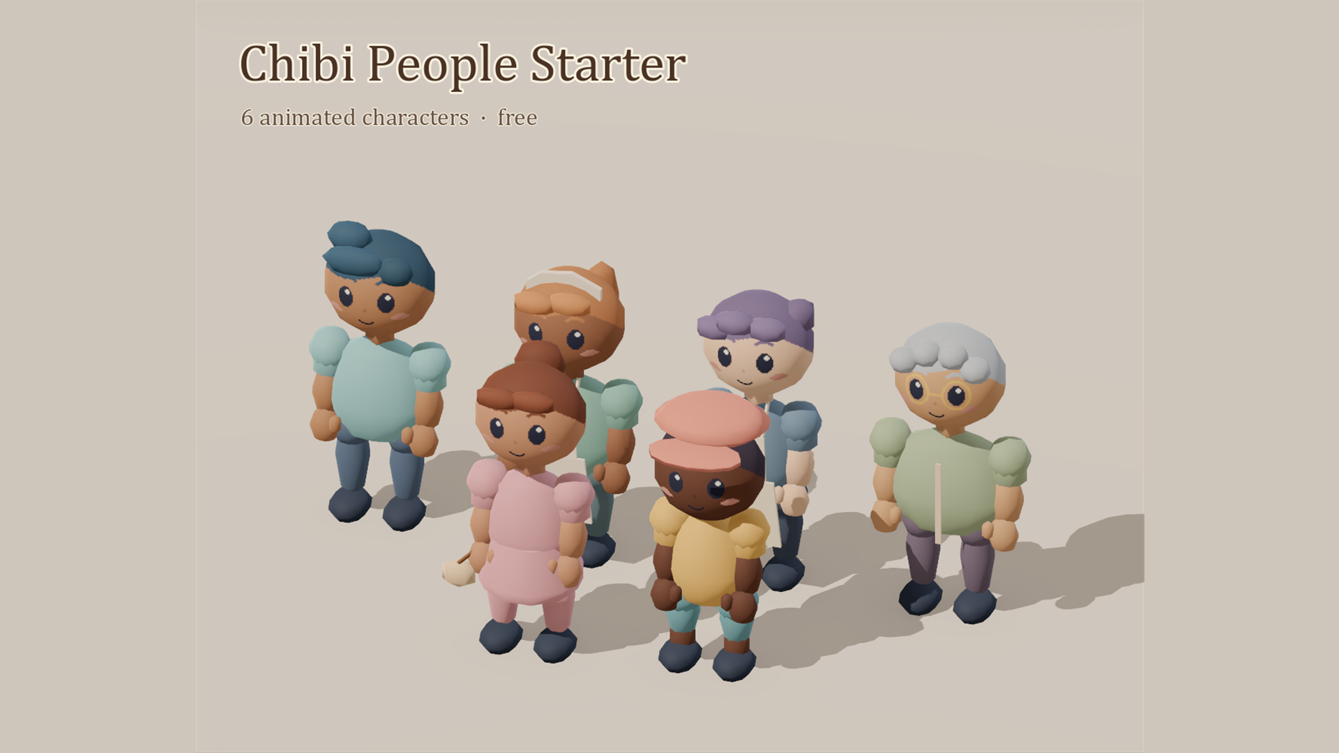 Chibi People Starter - 6 Free Animated Characters 3D Model