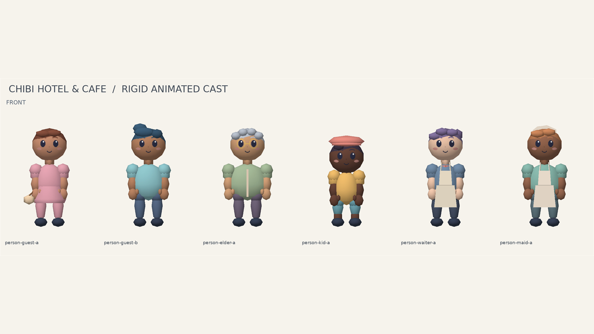 Chibi People Starter - 6 Free Animated Characters 3D Model