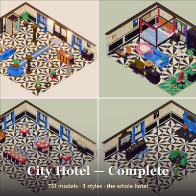 City Hotel - Complete - 731 Low-Poly Models