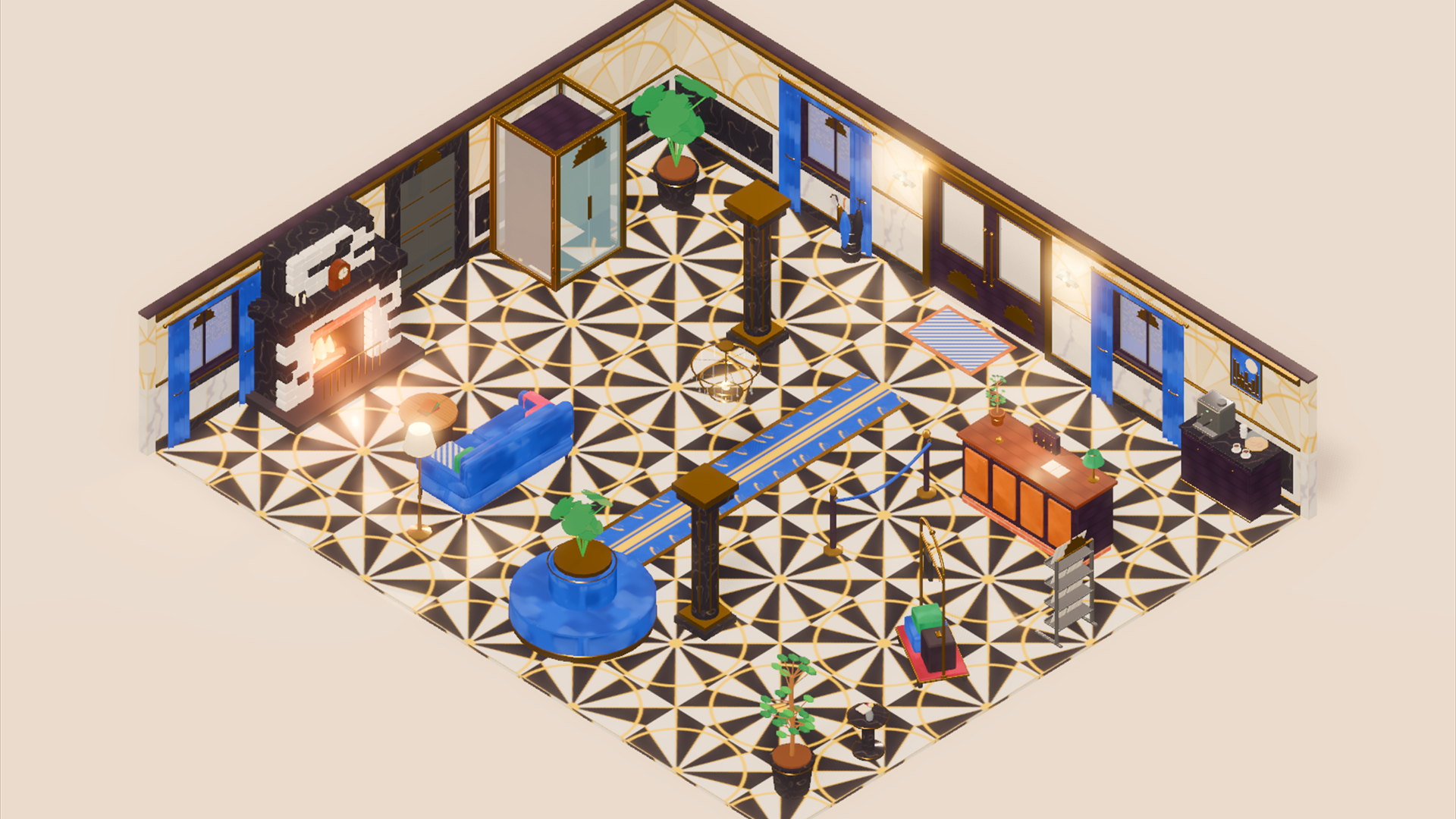 City Hotel - Lobby Dining & Bar - 336 Low-Poly Models 3D Model