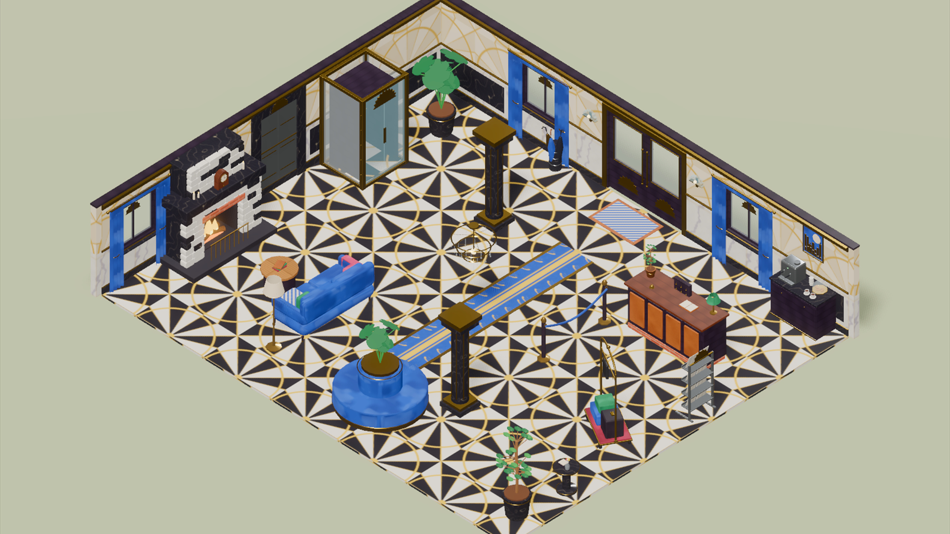 City Hotel - Lobby Dining & Bar - 336 Low-Poly Models 3D Model