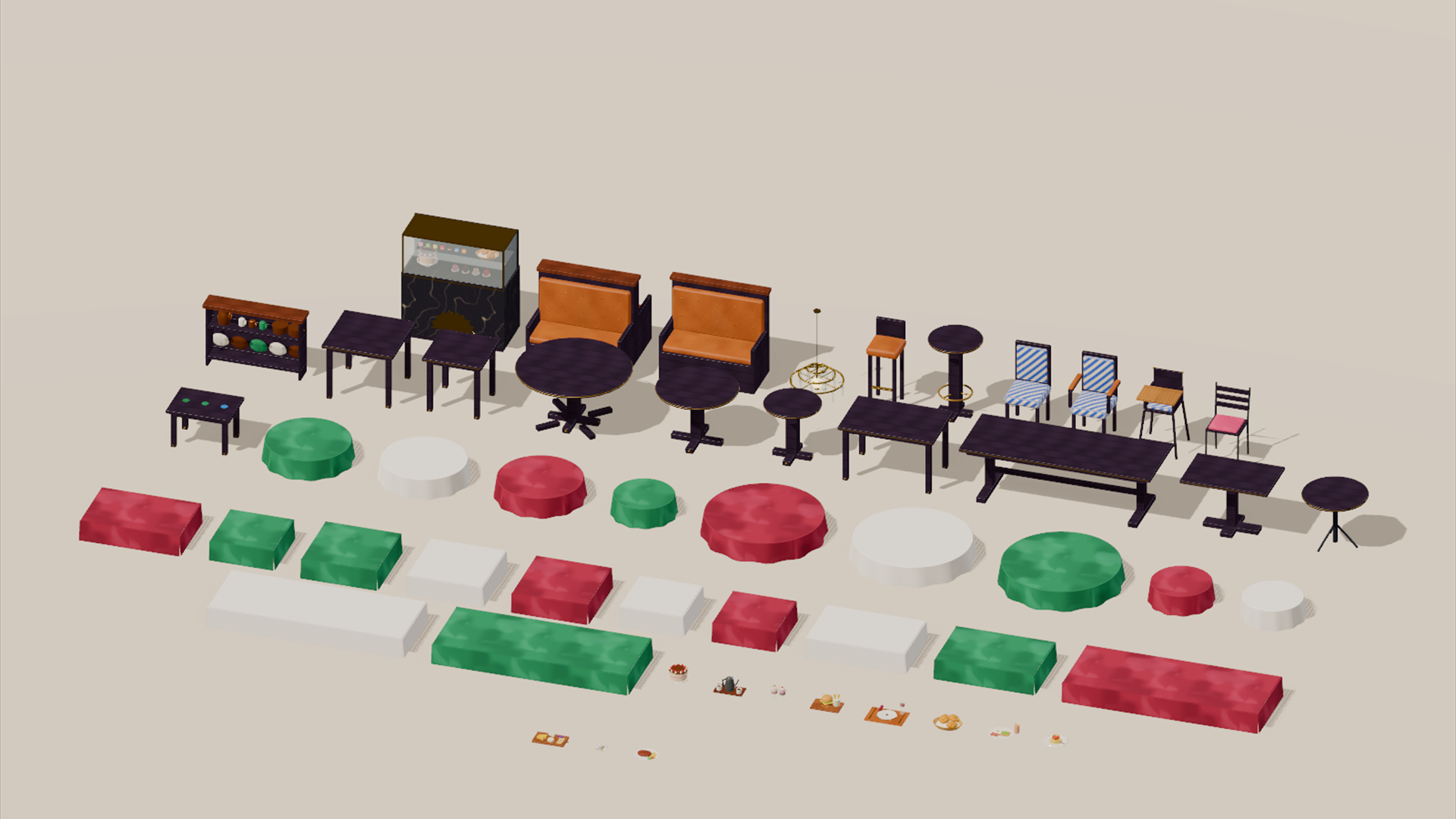 City Hotel - Lobby Dining & Bar - 336 Low-Poly Models 3D Model