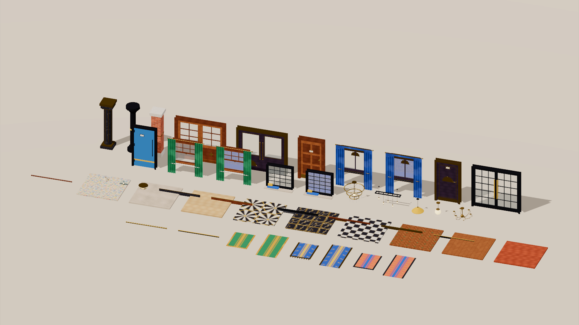 City Hotel - Rooms & Finishes - 395 Low-Poly Models 3D Model