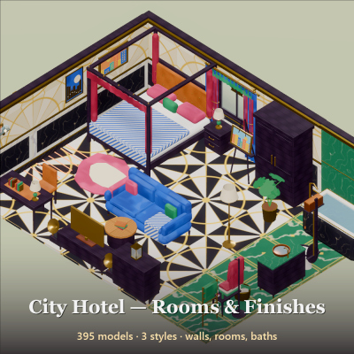 City Hotel - Rooms & Finishes - 395 Low-Poly Models