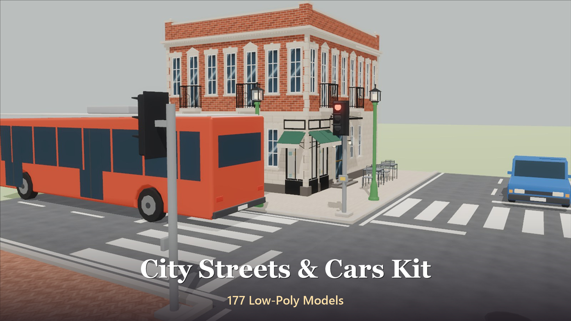 City Streets & Cars Kit - 177 Low-Poly Models 3D Model