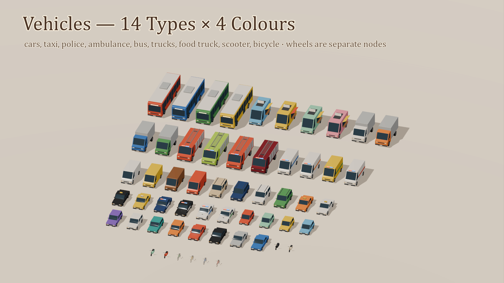 City Streets & Cars Kit - 177 Low-Poly Models 3D Model