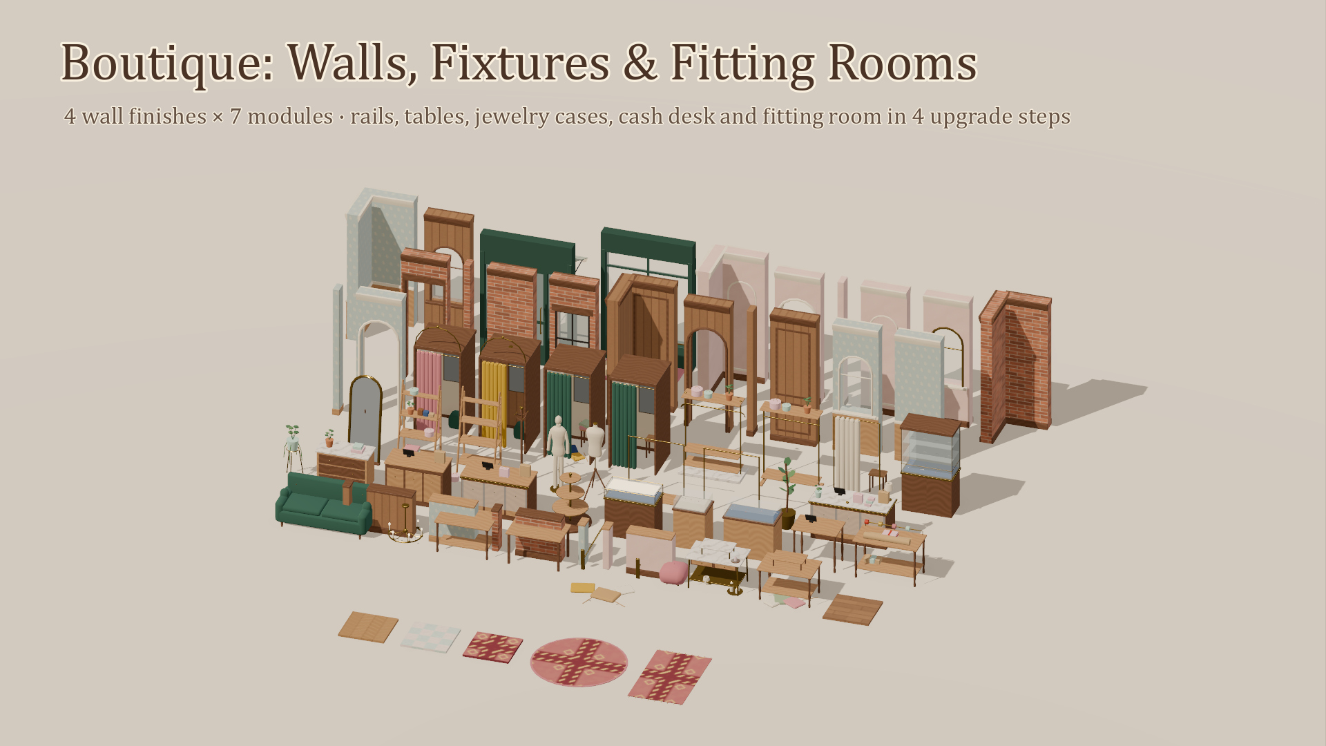 Cozy Boutique Kit - 122 Low-Poly Models 3D Model